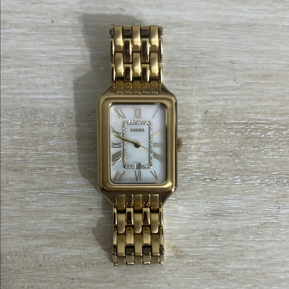 Fossil Gold-Tone Rectangular Watch